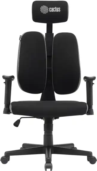 Кресло Cactus CS-CHR-MC03 черный/серый с подголов. крестов. пластик пластик черный