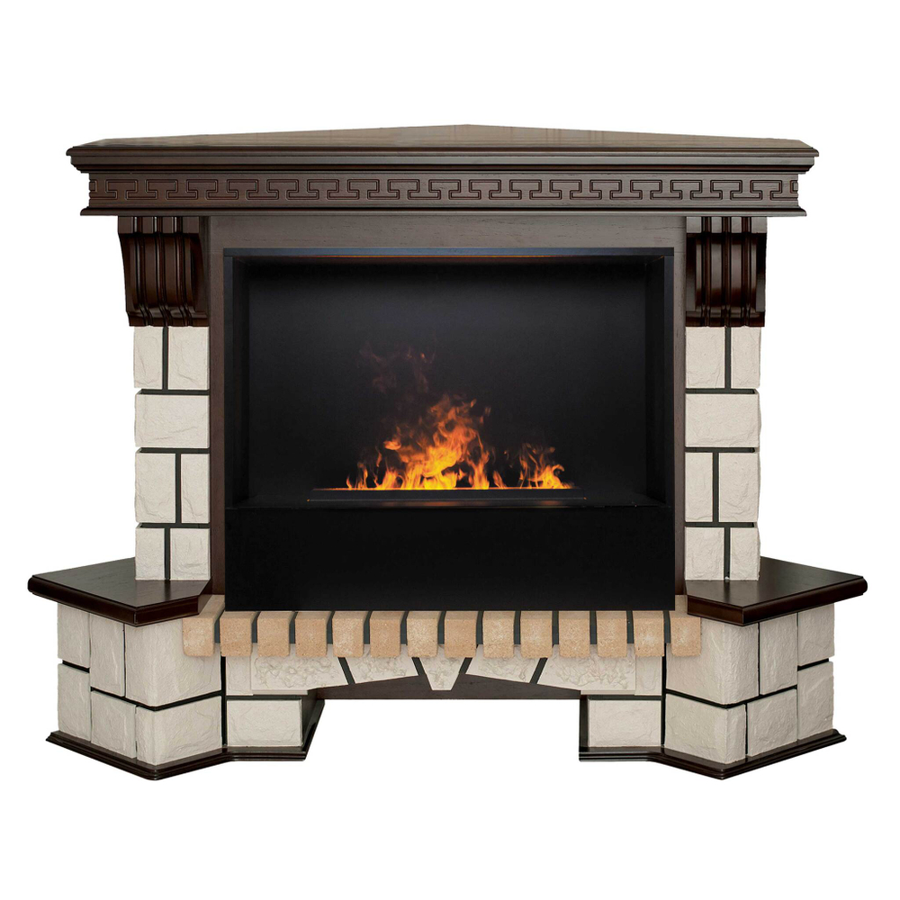 Каминокомплект Real Flame Stone Corner 26 AO с очагом 3D Cassette 630 Black Panel (угловой)