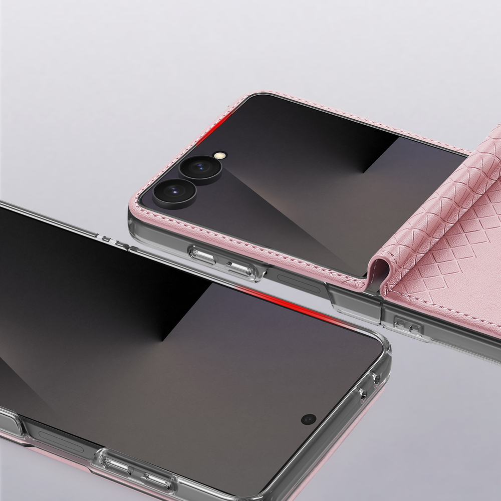 Чехол розового цвета из кожи для Samsung Galaxy Z Flip 8, серия Bril Series Case от Dux Ducis