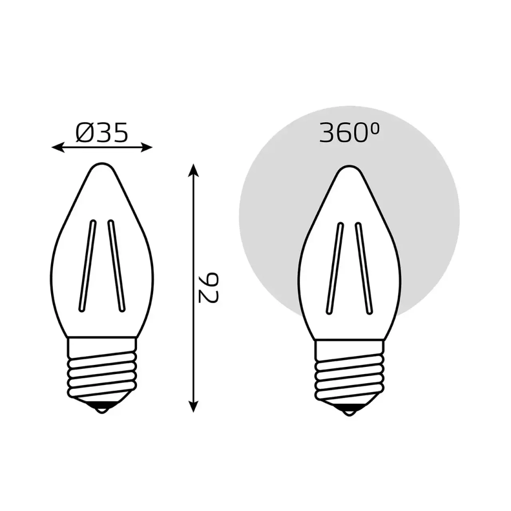 Лампа Gauss LED Filament Свеча 7W E27 550 lm 2700K 103802107