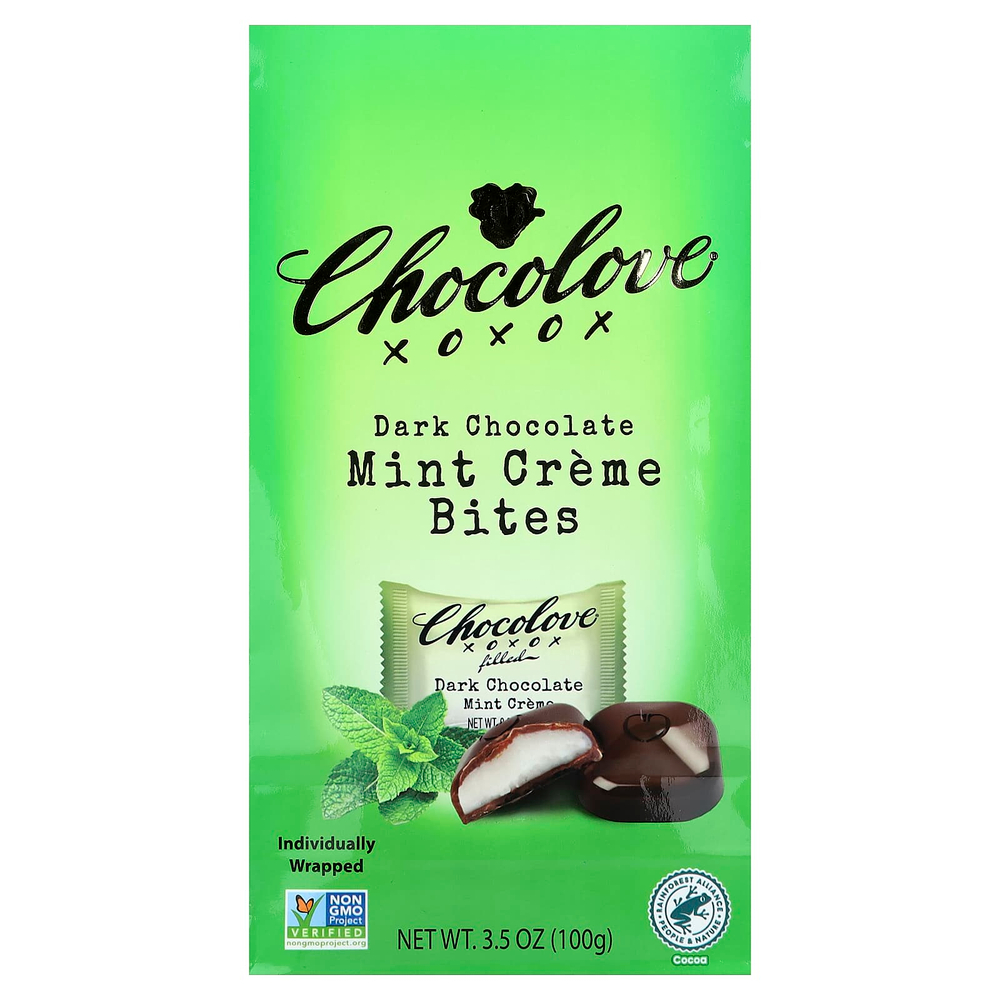 Chocolove, кусочки темного шоколада, мятный крем, 55% какао, 100 г (3,5 унции)