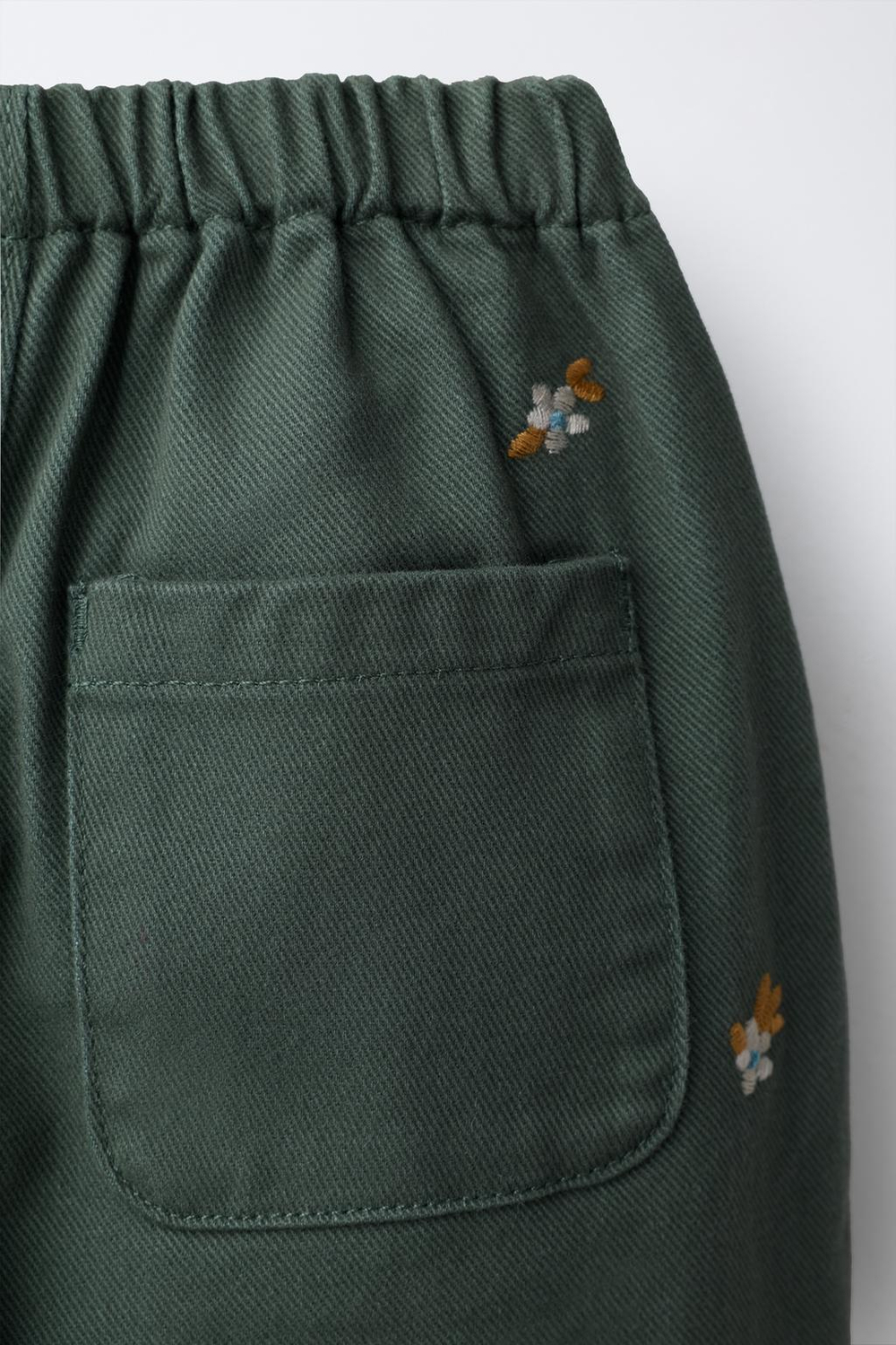 ZARA БРЮКИ ИЗ ТВИЛА С ВЫШИВКОЙ, МЯГКИЙ ЗЕЛЕНЫЙ