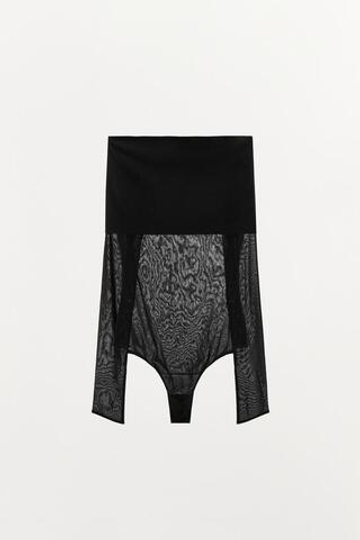 ZARA БОДИ ИЗ ПОЛУПРОЗРАЧНОЙ ТКАНИ С ДРАПИРОВАННЫМ ВЫРЕЗОМ, ЧЕРНЫЙ