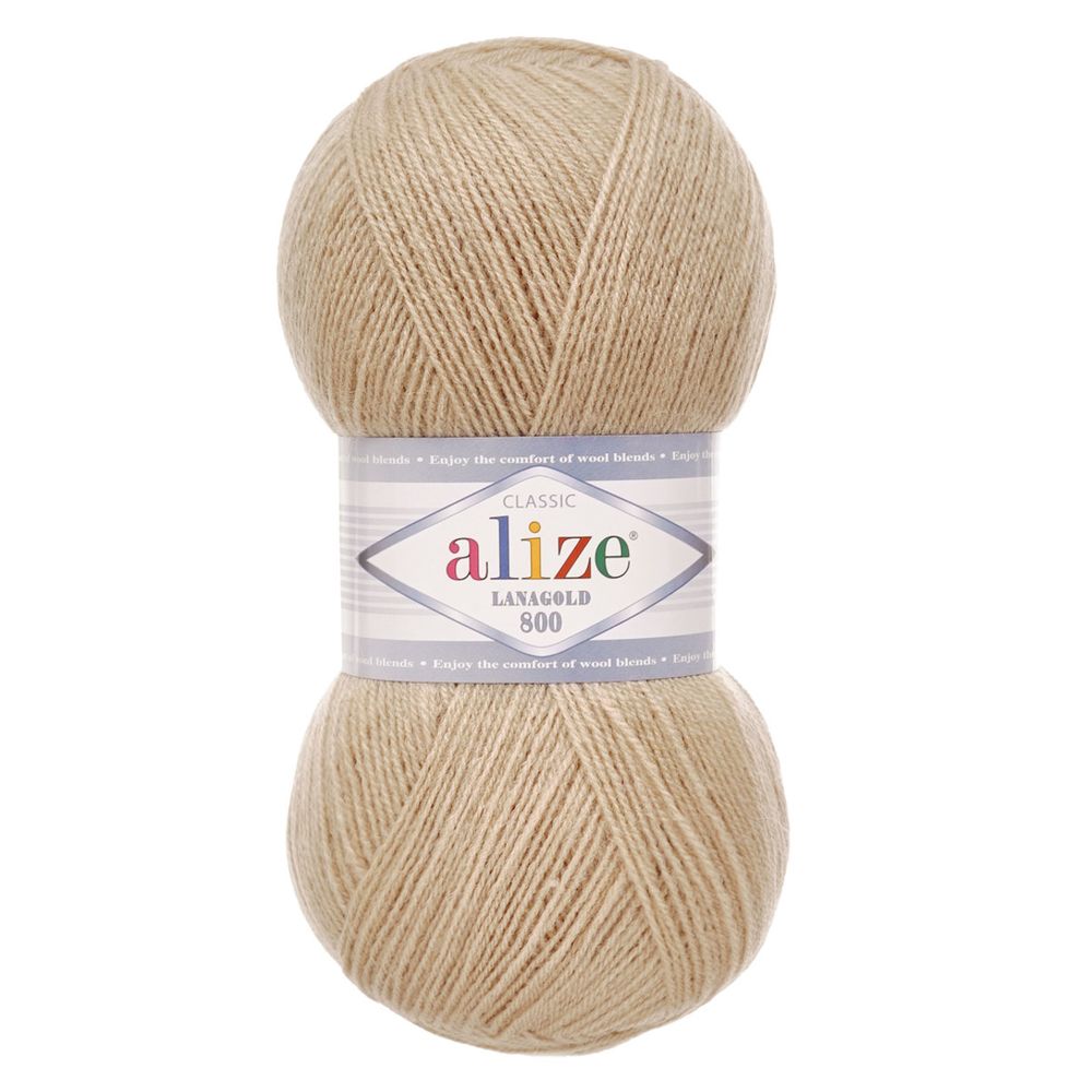 Пряжа Alize (Ализе) Lana Gold 800 / уп.5 мот. по 100 г, 800м, 005 бежевый A