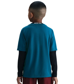 Детская теннисная футболка Nike Boys Multi Dri-FIT Short-Sleeve - green abyss/white