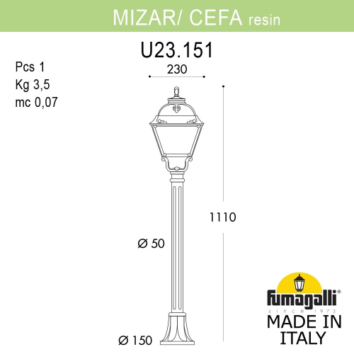 Ландшафтный светильник Fumagalli CEFA U23.151.000.VXF1R