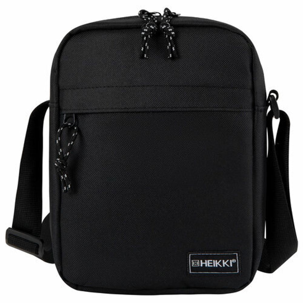 Сумка на плечо HEIKKI COMPACT (ХЕЙКИ), два кармана, черная, 22х17х6 см, 272630