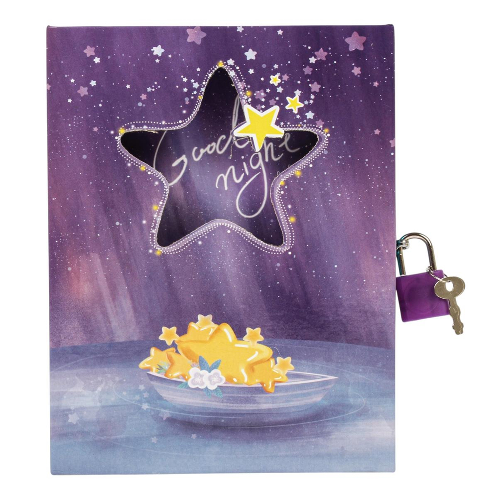Блокнот "Stars" в коробке с вырубкой на замке, 16*12,5см, 45л, 3 цвета микс