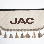 Ламбрекен с косынками стеганые JAC (экокожа, бежевый, бежевые кисточки)