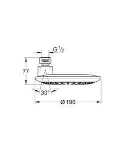 Верхний душ GROHE Rainshower Icon, 1 режим, диаметр 190 мм, с ограничением расхода воды, хром 27373000 схема