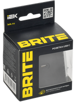 BRITE Розетка USB C 65Вт высокоскоростная зарядка РЮ12-1-БрГ графит IEK