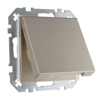 Розетка с заземлением с крышкой, 16А 250В IP44 LAVERO CLASSIC 1012100208 шампань