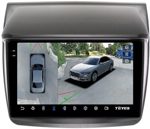 Магнитола для Mitsubishi L200 4 2006-2015, Pajero Sport 2 2008-2015 (без Rockford, без штатной КЗВ) - Teyes CC3-2K-360 на Android 10, Быстрая, 2K QLED, CarPlay, 4G SIM-слот, 4 камеры в комплекте