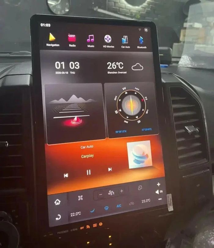 Магнитола для Ford F-150 2015-2020 (SYNC 3) - Kuberg ZF-3035-S3-GE вертикальный экран в стиле "Тесла" на Android 13, CarPlay, 4G SIM-слот