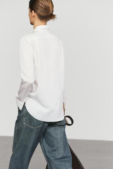 Massimo Dutti Струящаяся рубашка из лиоцелла, белый