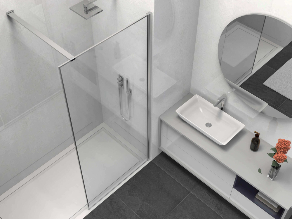Душевая перегородка Vincea Волк-Ин (Walk-In) VSW-1HS100CL, 1000*2000, хром, стекло прозрачное