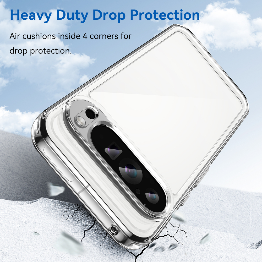 Прозрачный чехол с усиленными рамками для Google Pixel 9 Pro XL, увеличенные защитные свойства