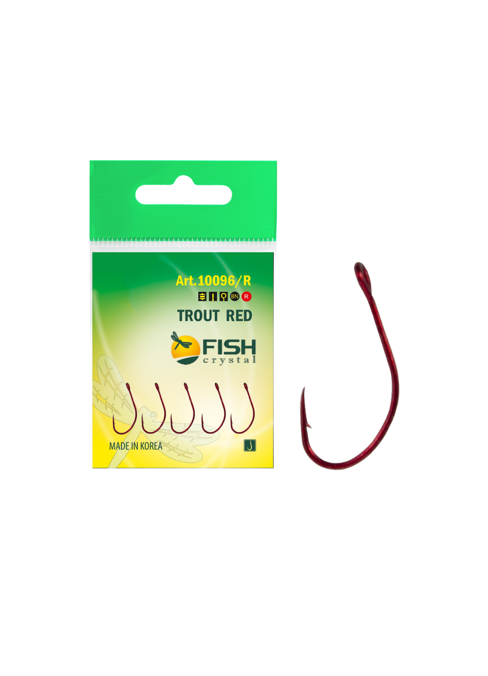 Крючок рыболовный Fish Crystal TROUT RED 10096R с большим ушком №5 (5 упаковок)