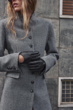 ZARA КОЖАНЫЕ ПЕРЧАТКИ С БАНТОМ, ЧЕРНЫЙ