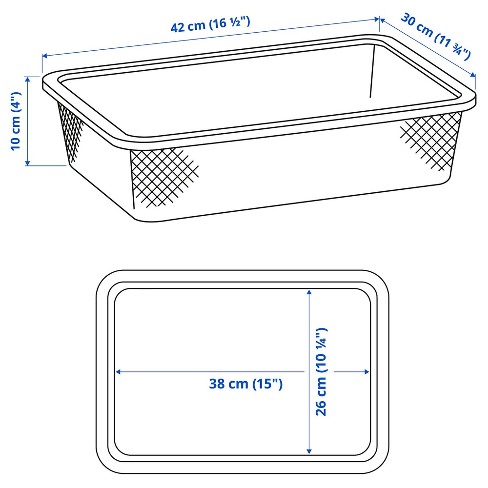 IKEA TROFAST  (ИКЕА ТРОФАСТ)  -  Контейнер проволочный - тёмно-серый 42x30x10 см
