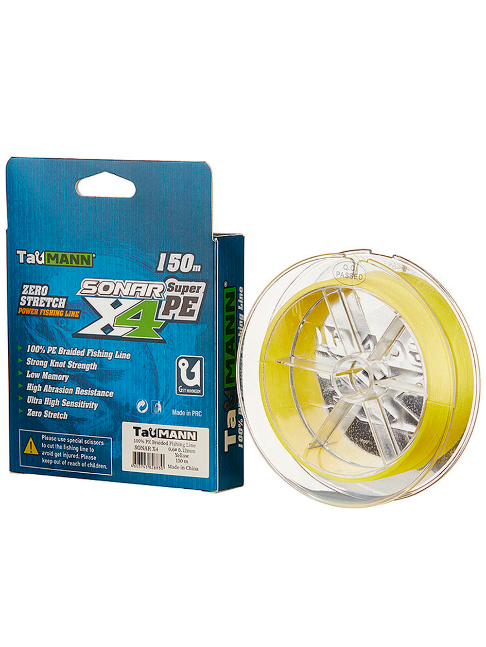 Плетеный шнур для рыбалки TauMANN Sonar PE X4 150m #1.2 (0.18mm) Yellow