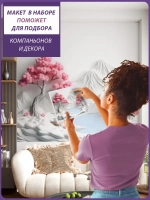 Объемные 3D Фотообои Барельеф с розовой сакурой