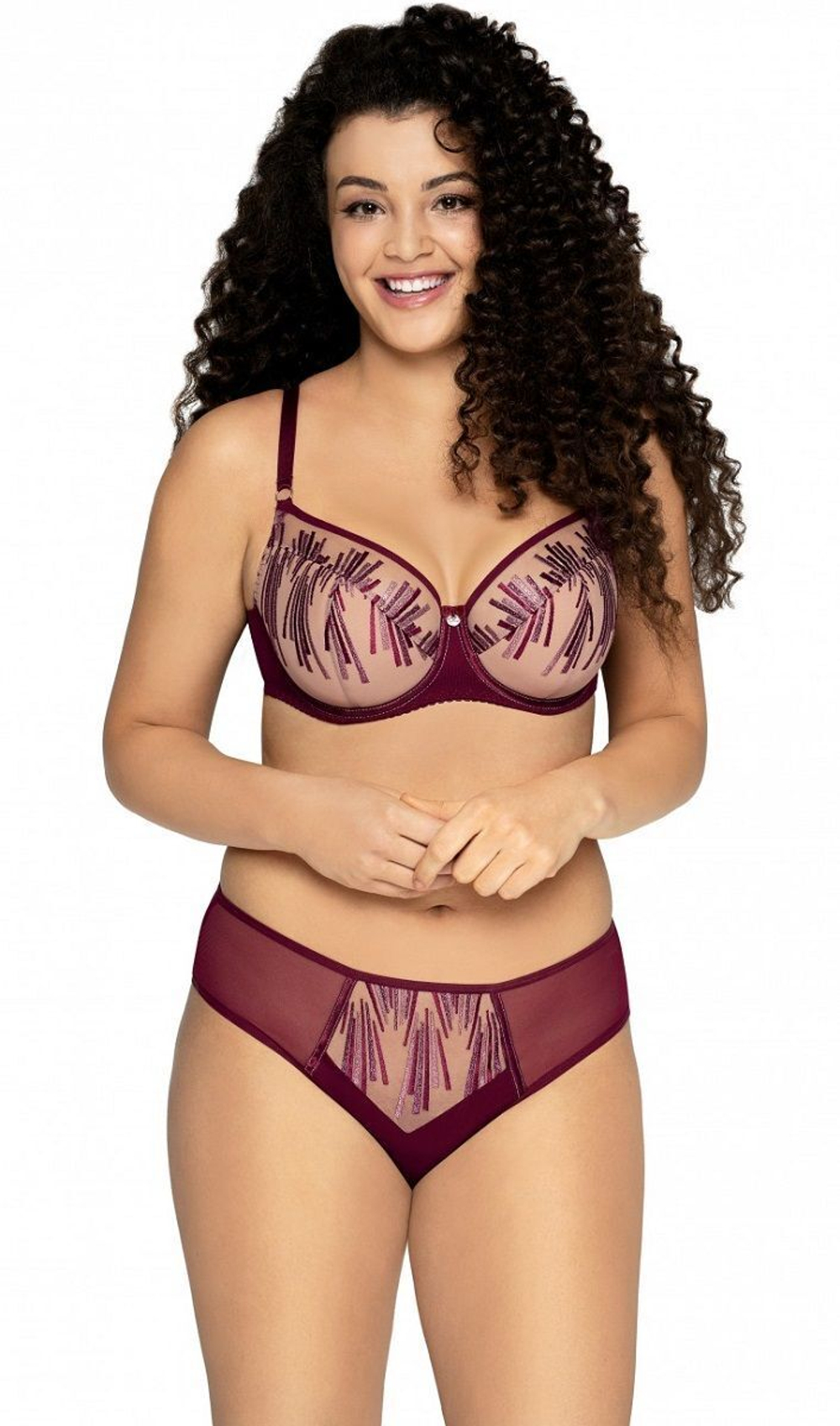 Бордовый бюстгальтер с вышивкой Calla (Размер: 80F) (Цвет: бордовый)