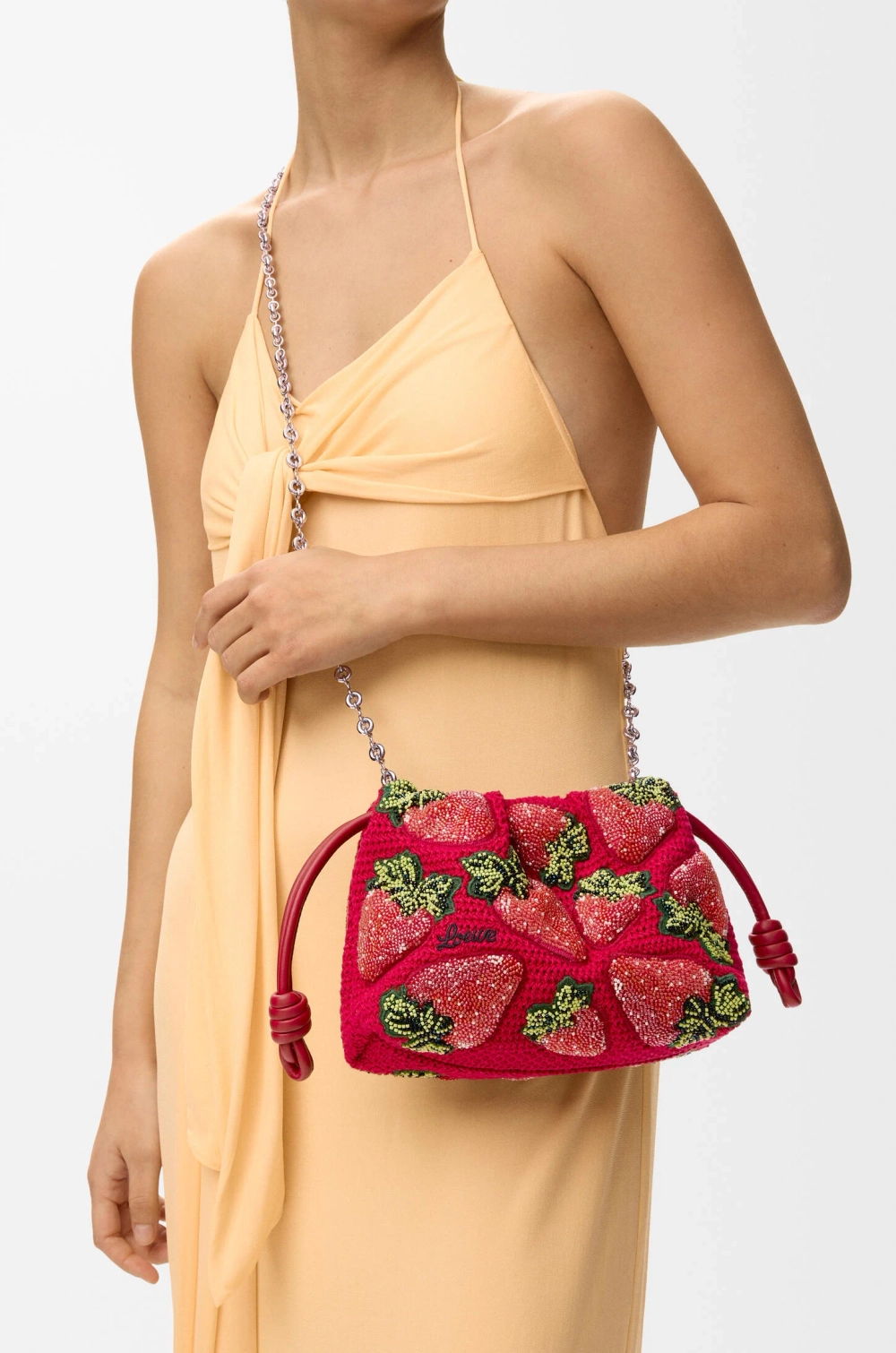 Loewe Мини-сумочка Flamenco с бисером, красный