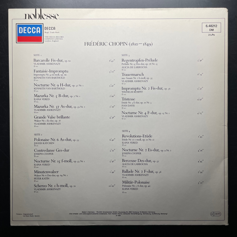 Сборник Ноктюрн - Самые красивые мелодии Шопена 2LP (Германия 1984г.)