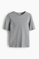 Облегающая футболка в рубчик — круглый вырез - H&M