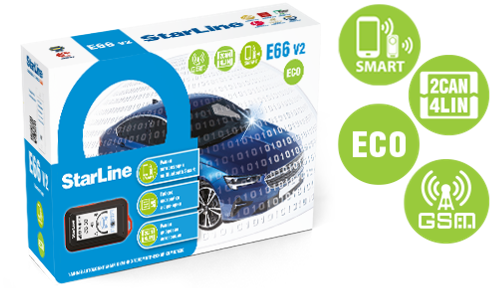 Автосигнализация StarLine E66 V2 BT GSM 2CAN 4LIN ECO