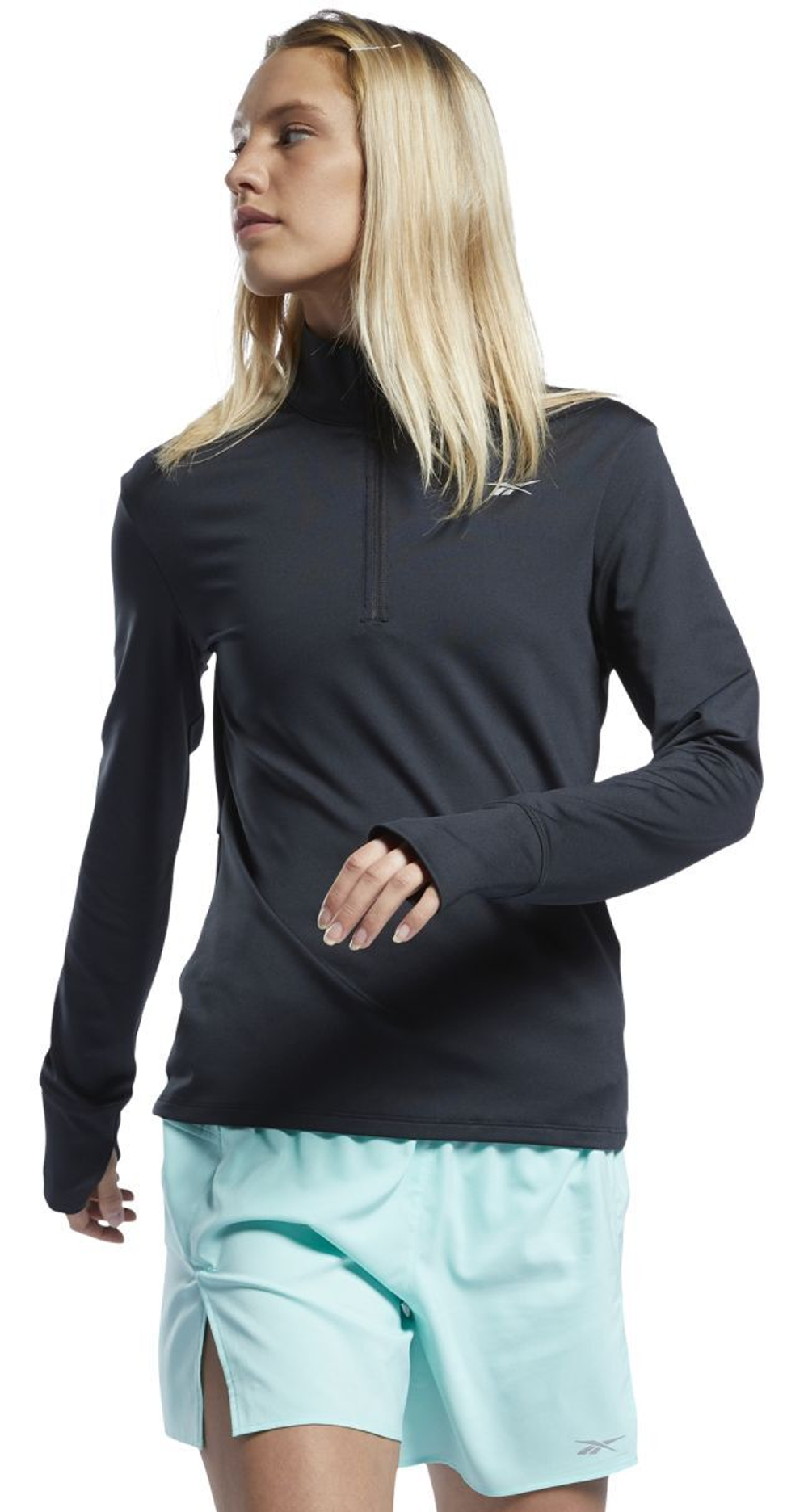 Женская Кофта теннисная Reebok Workout Running 1/4 Zip W - черный