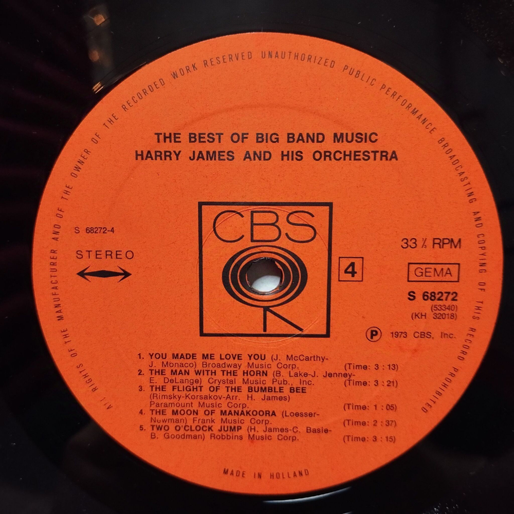 Винтажная виниловая пластинка LP Woody Herman And His Orchestra, Harry James And His Orchestra The Best Of Big Band Music (Holland 1973)