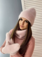 шапка снуд и варежки набор 3 в 1