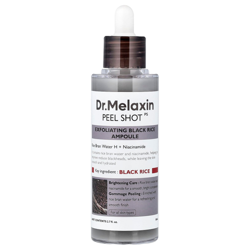 Dr.Melaxin, Peel Shot, отшелушивающая ампула с черным рисом, для всех типов кожи, 80 мл (2,7 жидк. унции)