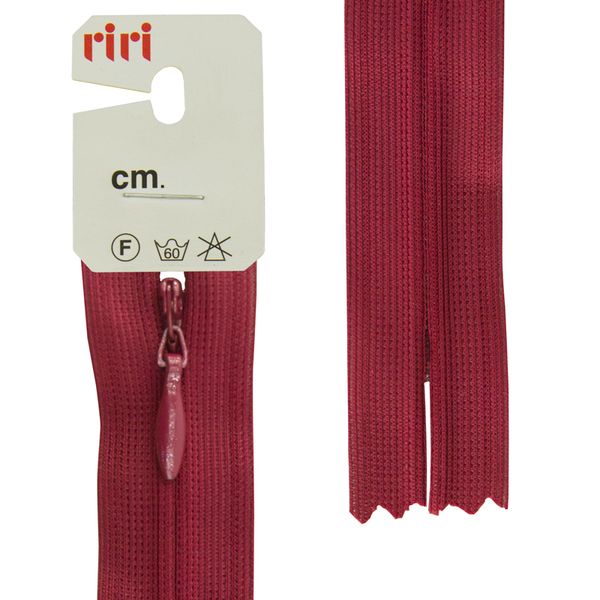 Молния потайная (скрытая) RIRI Т3 (3 мм) 1 зам., н/раз., 22 см, цв.2411, бордо, 10 шт