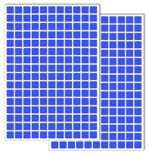 Светло-синие виниловые наклейки для маркировки Policomprint М14, 10х10 мм. 352 шт., 10х10 мм. 352 шт.