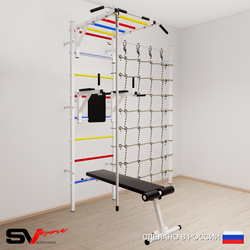 Шведская стенка Sv Sport усиленная 6500 (Турник рукоход/Брусья/Скамья/Канат/Канатный лаз)