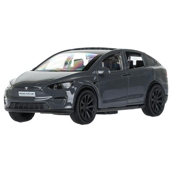 Машина металл tesla model x plaid 12 см, двери, серебрянный Технопарк