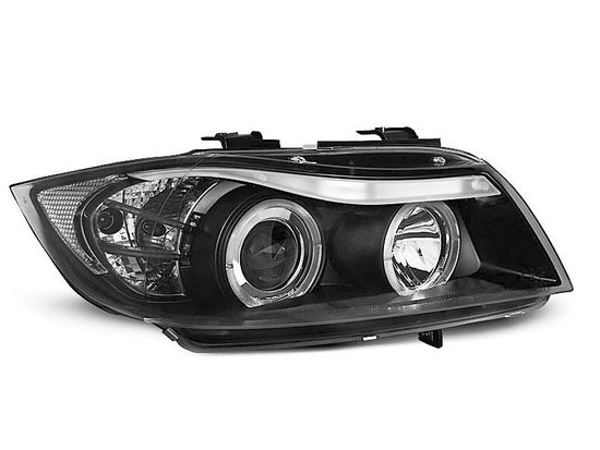 Передние фары Bmw 3 E90/E91 angel eyes black
