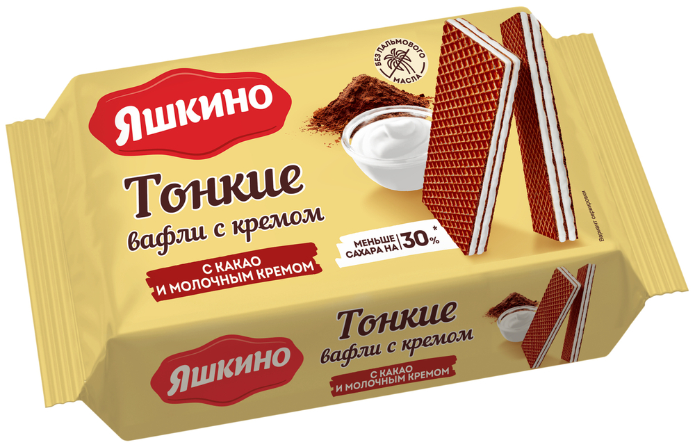 Ваф. тонкие Яшкино (с какао и молоч. кремом), 144 г