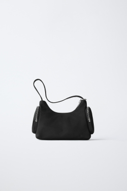 ZARA СУМКА НА ПЛЕЧО С ПОДВЕСКАМИ, ЧЕРНЫЙ