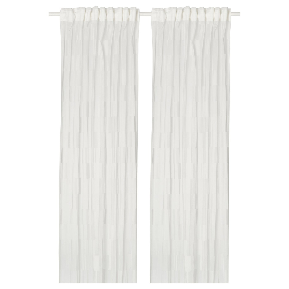 IKEA BERGNEJLIKA  (ИКЕА БЕРГНЕЙЛИКА)  -  Тюль, 1 пара - белая/на тесьме 145x250 см