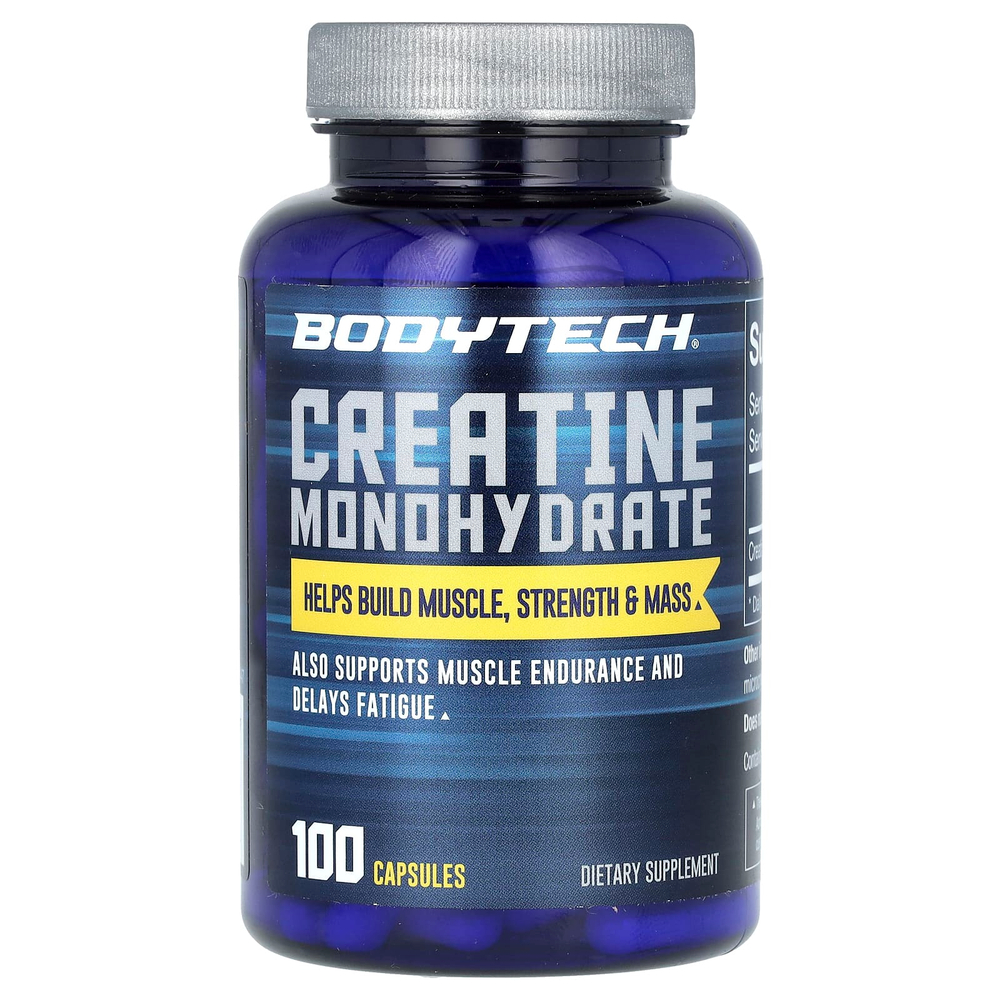 BodyTech, моногидрат креатина, 100 капсул (750 мг в одной капсуле)