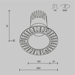 Встраиваемый светильник Technical DL120-10W-3K-TRS-W