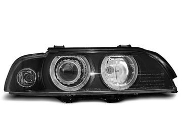 Передние фары Bmw 5 E39 angel eyes D2S/H7 black