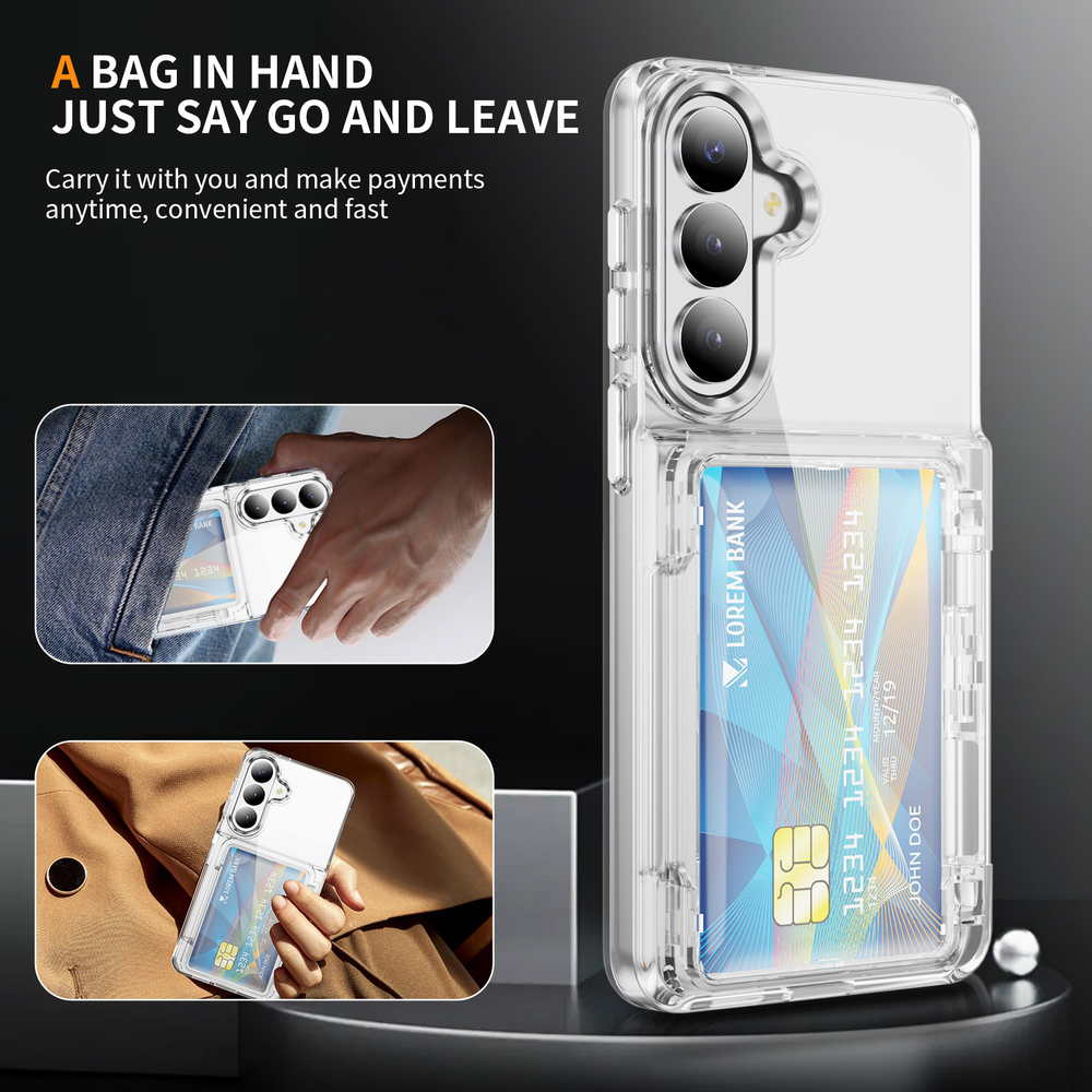 Прозрачный чехол Lumen Case с подставкой 2‑в‑1 и отделением для карт: Samsung Galaxy S25