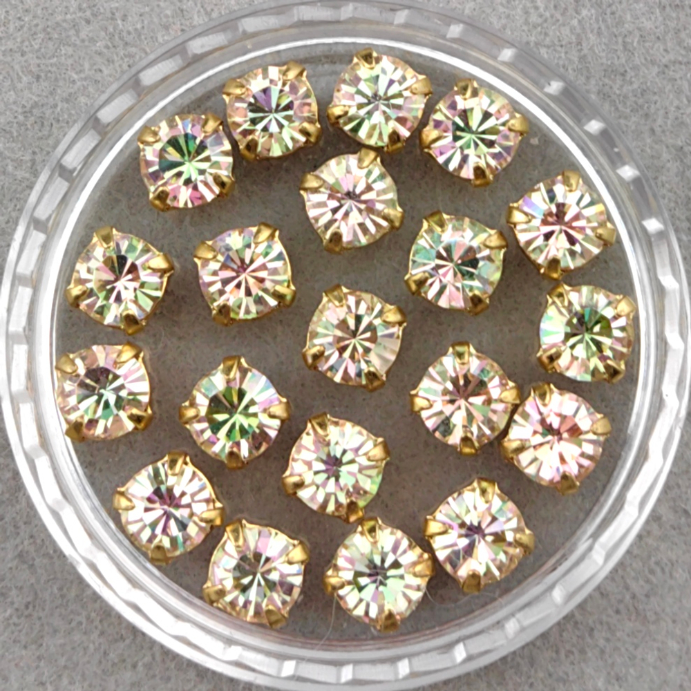 Шатоны Preciosa MAXIMA в оправах, Crystal Luminous Green/Gold