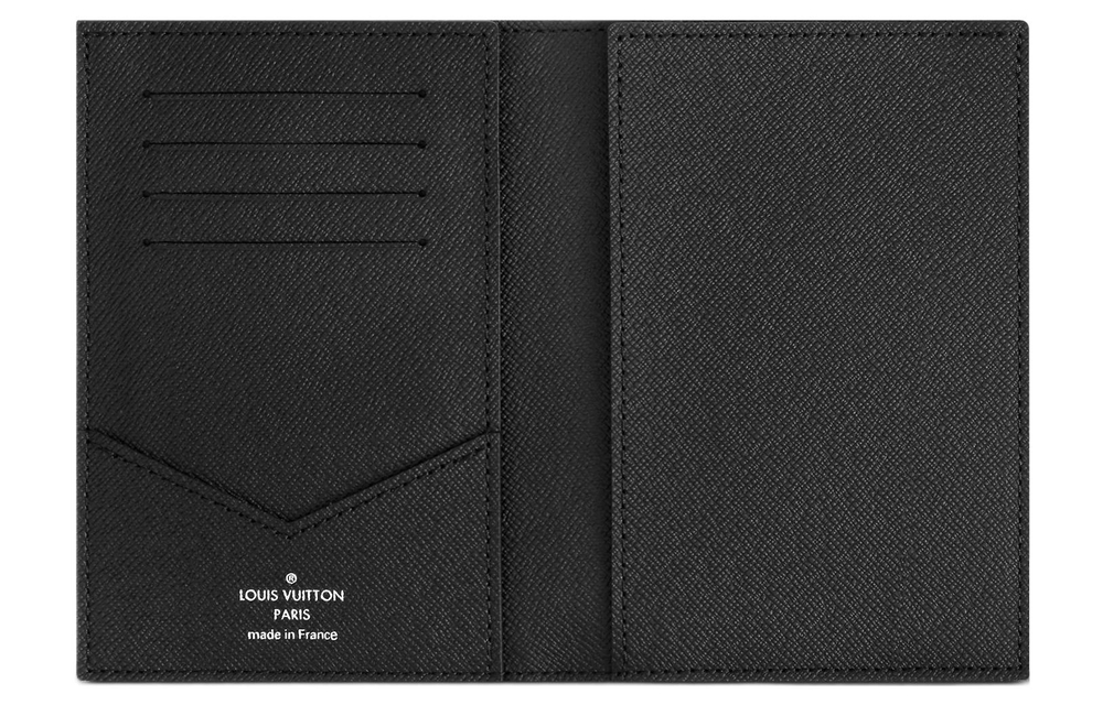 LOUIS VUITTON Leather Travel Passport Holder Unisex Black