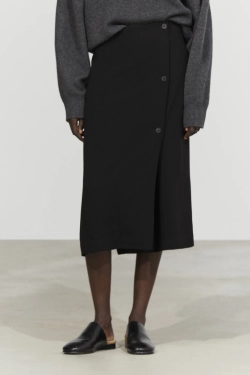 Massimo Dutti Юбка-миди с пуговицами, черный